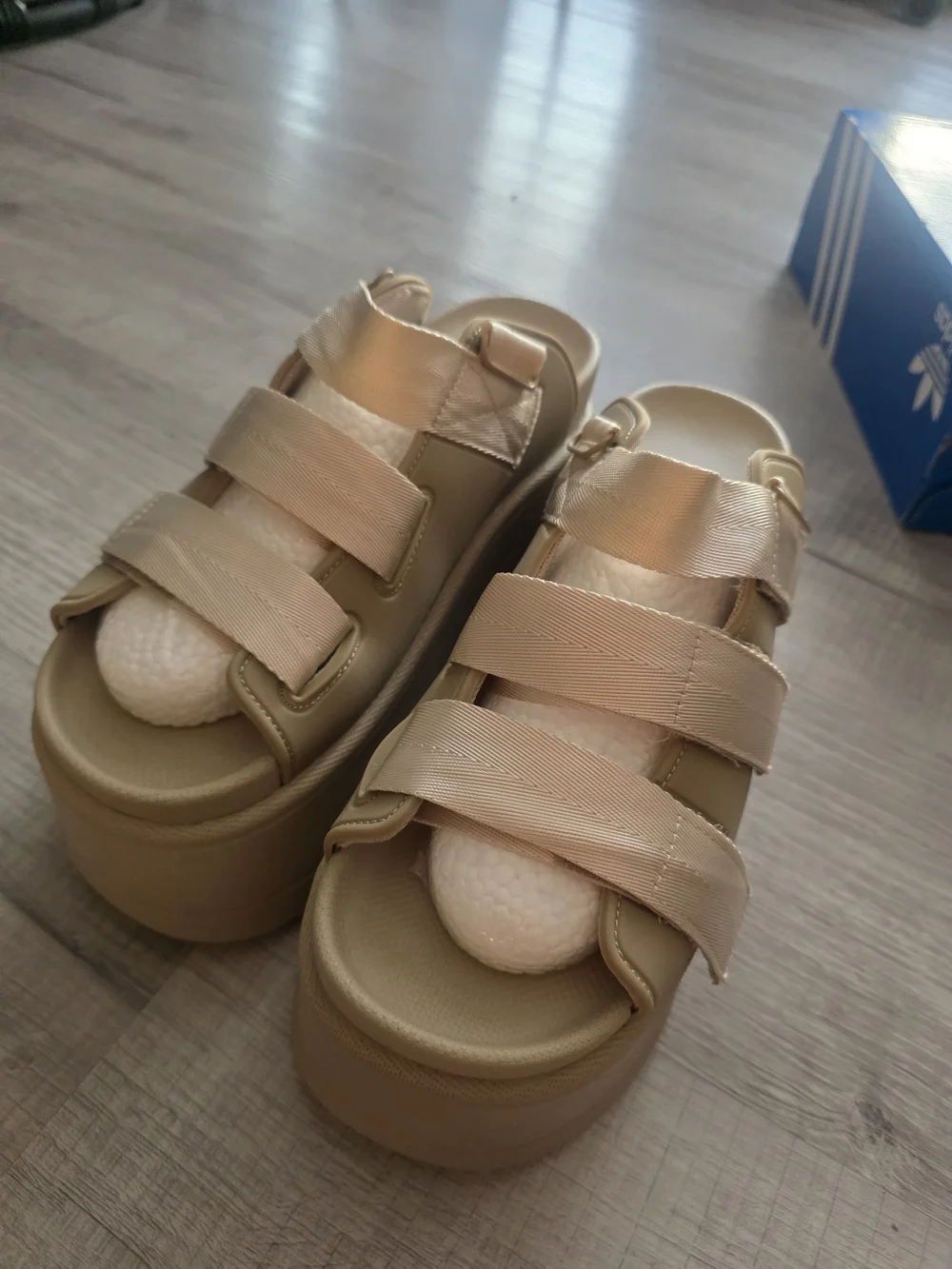Platform Strappy Sandal in Beige - Women's Fashion Sandal